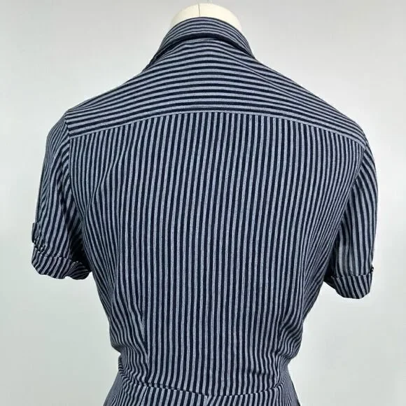 Garnet Hill Anya Tie-Front Crêpe Dress Size 0 Stripes - Picture 10 of 12